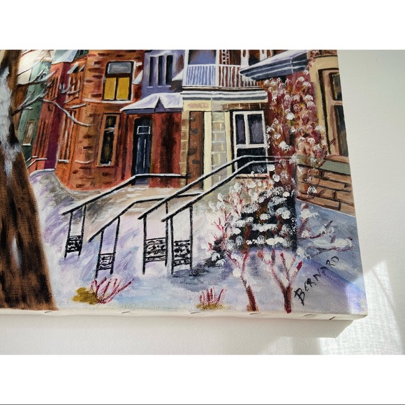 Vintage Signed Winter Scene Painting - Picture 5 of 9